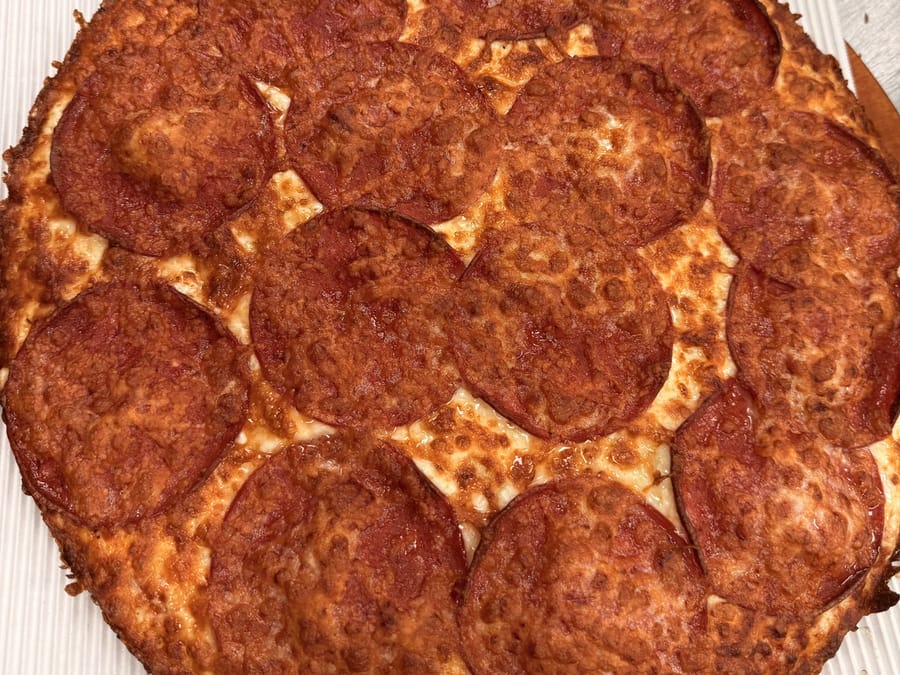 Pepperoni pizza fresh from the oven