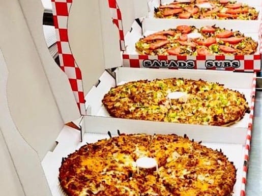 Pizzas boxed and ready for delivery